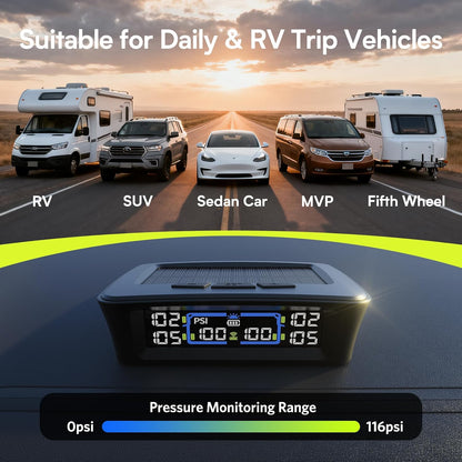 TM12 RV Tire Pressure Monitoring System, TPMS Set of 6 Sensors
