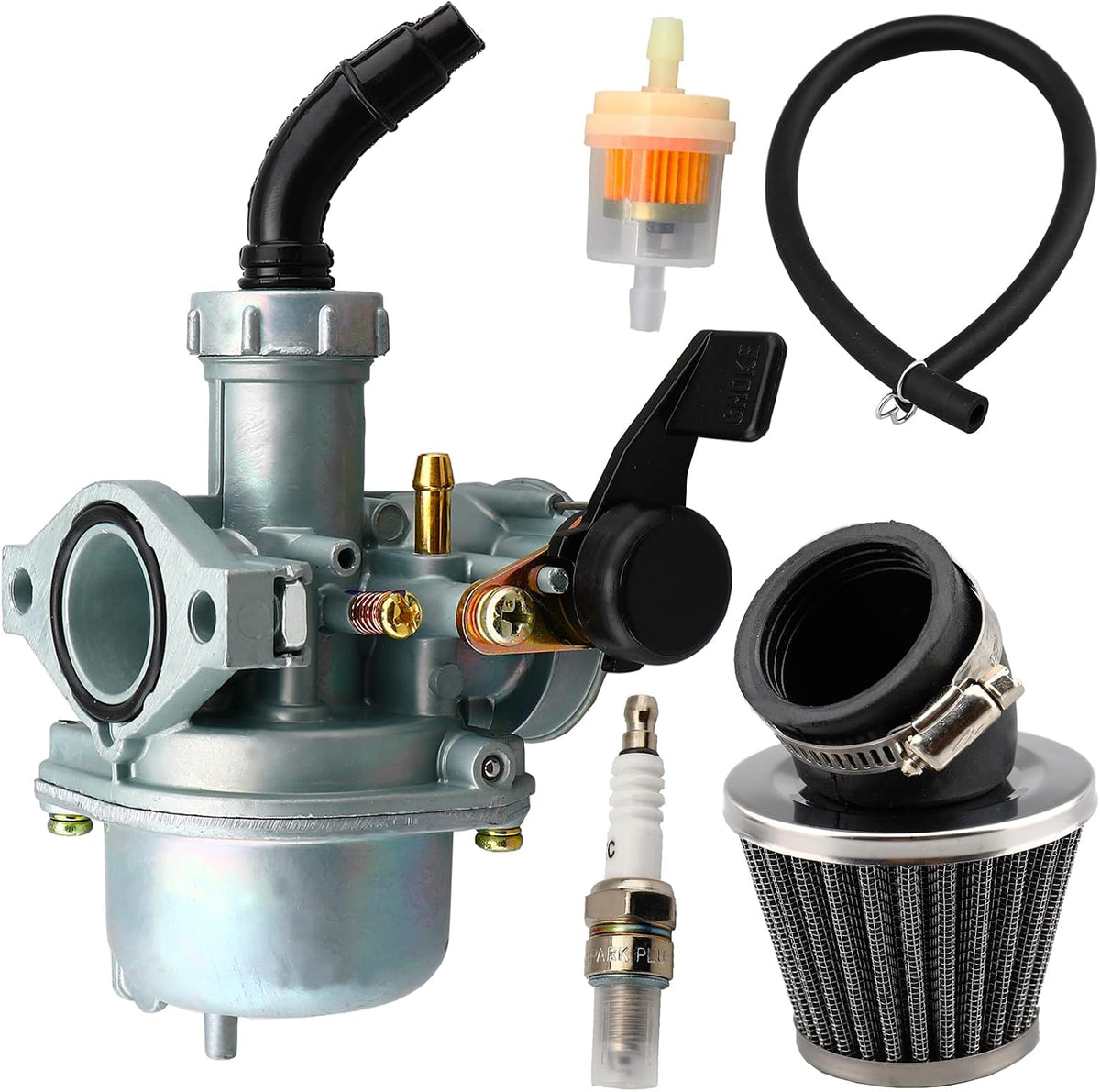 PZ22 22mm Carburetor with Air Filter/Spark Plug for 110cc 125cc SSR Sunl Dirt Bikes Monkey Scooter Taotao Pit Bike ATV