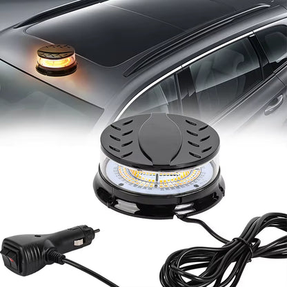 Amber LED Revolving Warning Beacon Light-Universal Vehicle Strobe for Trucks, Cars, Emergency Use